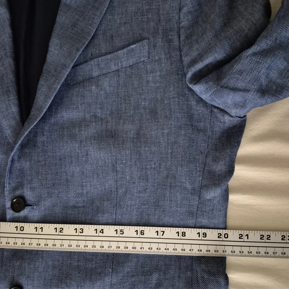 Banana Republic Mens 42R Slim Fit Linen Blazer Comet Blue 2-Button Jacket